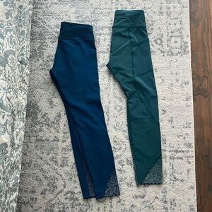 Blue and green size 4 Lululemon ankle length leggings,